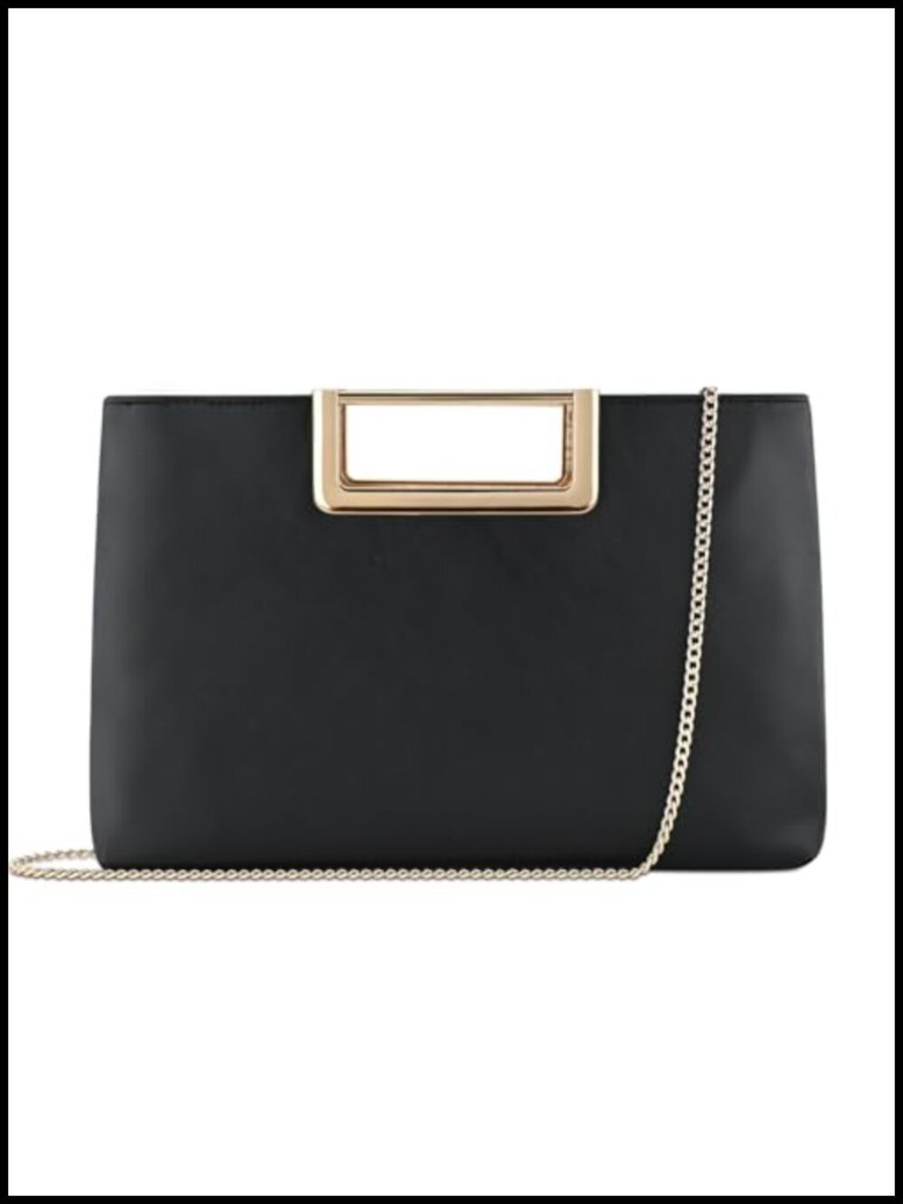 Dressy Clutch Crossbody Bag for Women - Faux Leather Evening Purse with Gold